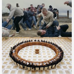 Men Discussing Men Fighting meme template