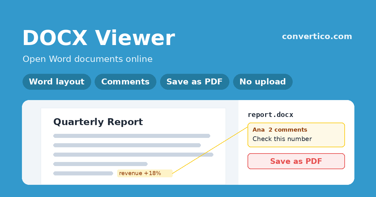 Test Documents Icon DOCX Viewer - Open Word Documents Online Free | ConvertICO