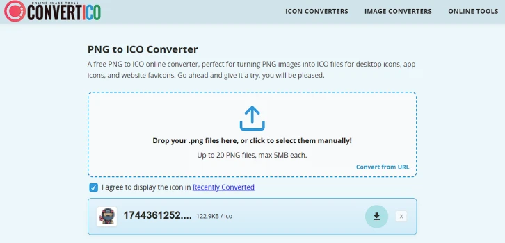 PNG to ICO conversion process