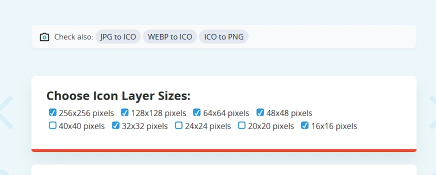 Selecting icon layer sizes
