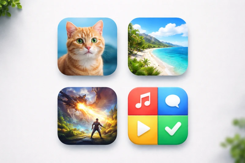 Examples of square icons where JPG format works well