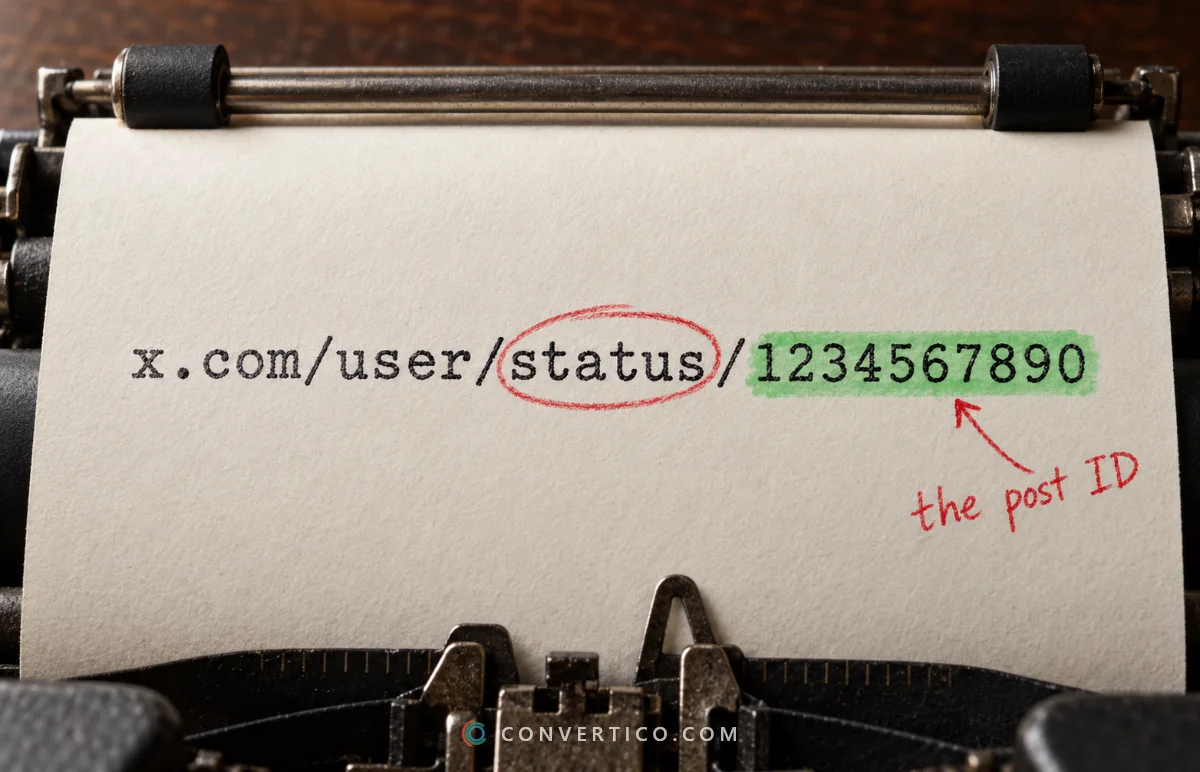 A post link x.com/user/status/1234567890 with the status number highlighted
