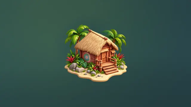 Tropical Hut 4K wallpaper - Tropical, Island, Green